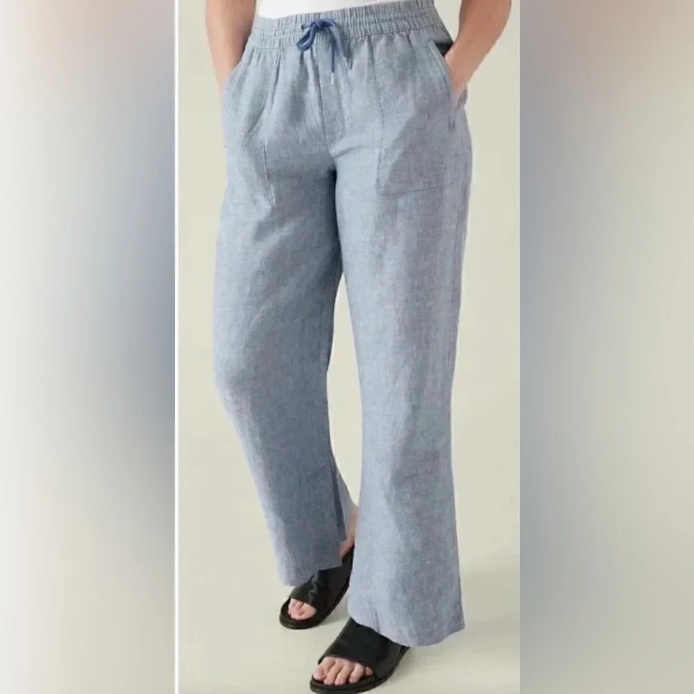 Athleta Retreat Wide Leg Pant Chambray Blue Size 22 NWT - Picture 3 of 6